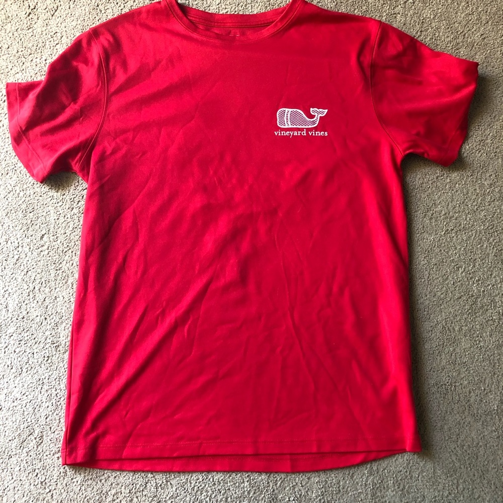 Red vineyard vines performance lacrosse shirt